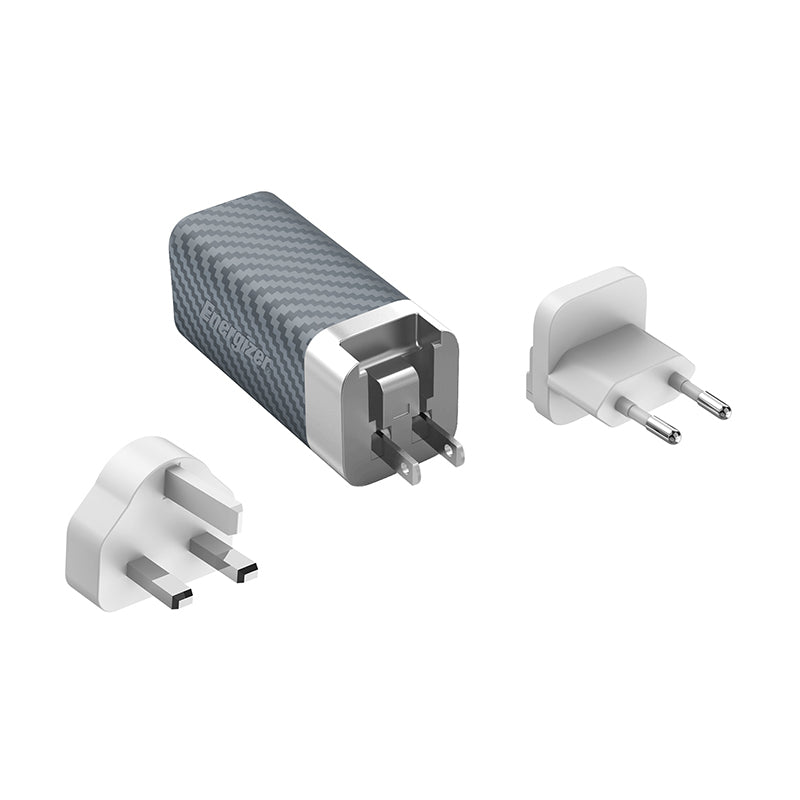 Energizer Ultimate - Multiplug EU / UK / US GaN USB-C en USB-A 65W PD netlader (zilver) (2)