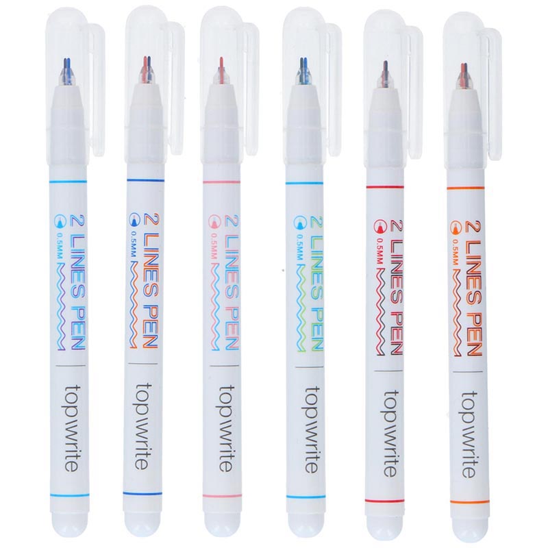 Topwrite - Set balpen met dubbele lijn 6 stuks