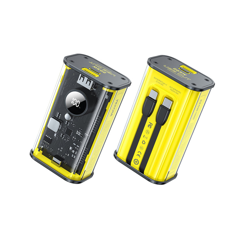 WEKOME WP-345 Vanguard Series - Powerbank 10000 mAh met snelladen en ingebouwde USB-C en Lightning-kabel PD 20W