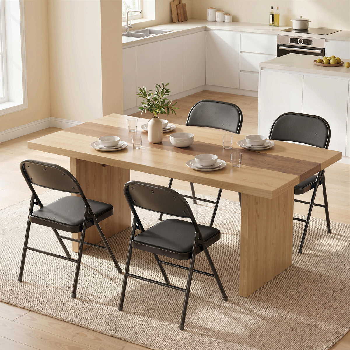 4-delige set klapstoelen, draagbare bureaustoelen, metalen poten, vouwstoel voor kantoor, receptie, wachtkamer (2)