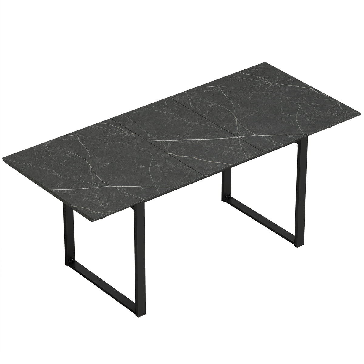 Uitschuifbare eettafel 140-180 cm voor 6-8 personen, rechthoekig in industrieel design met stalen onderstel