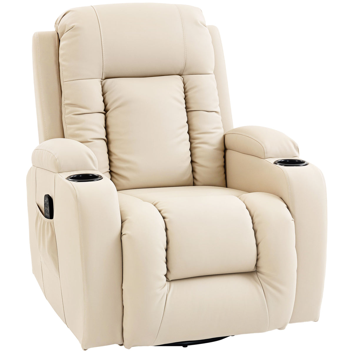 Massagestoel met schommelfunctie, ligstand & warmtefunctie, 3 standen, draaibaar, crèmewit