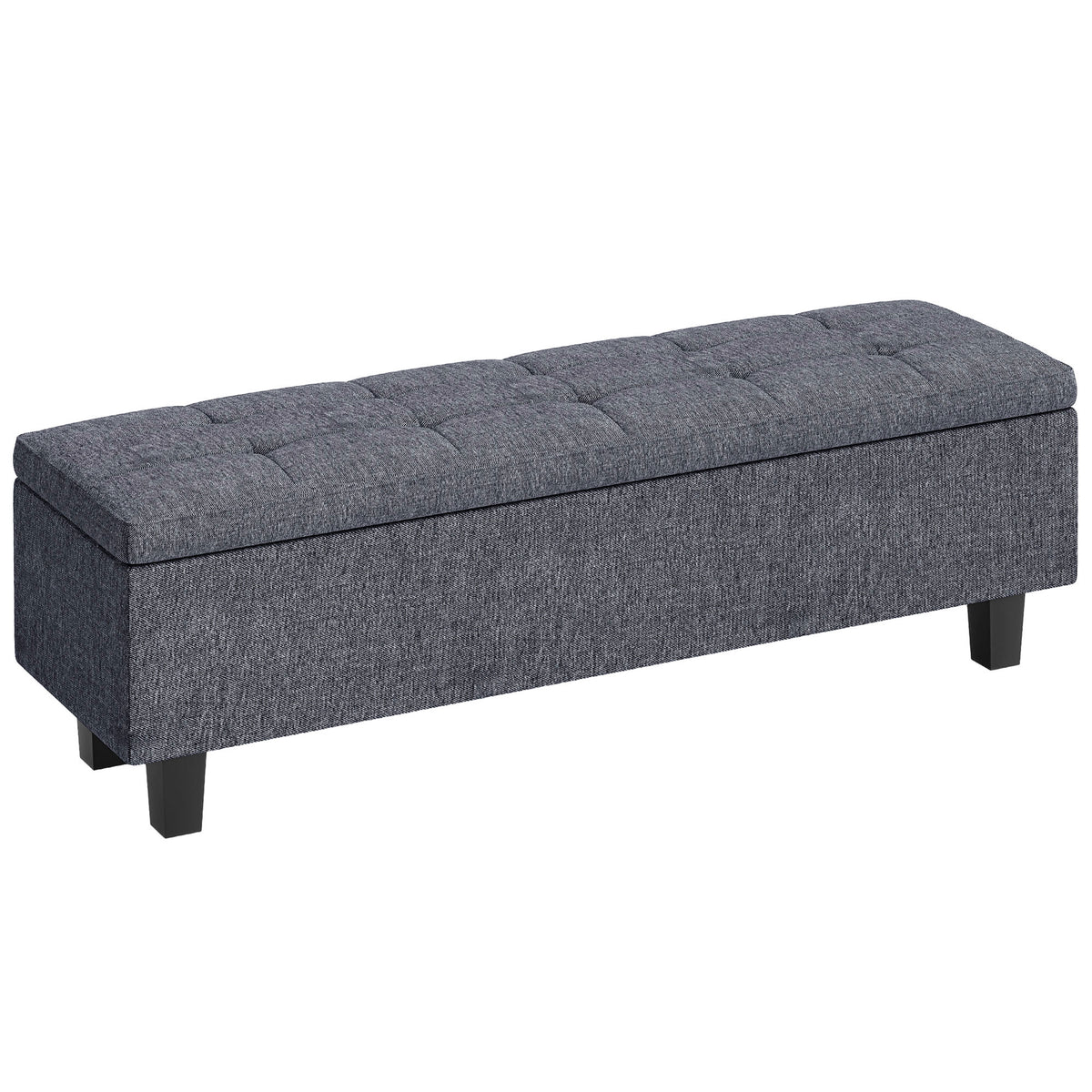 Opbergbank met linnenlook, met poten van rubberhout, voor woonkamer, slaapkamer, hal, donkergrijs