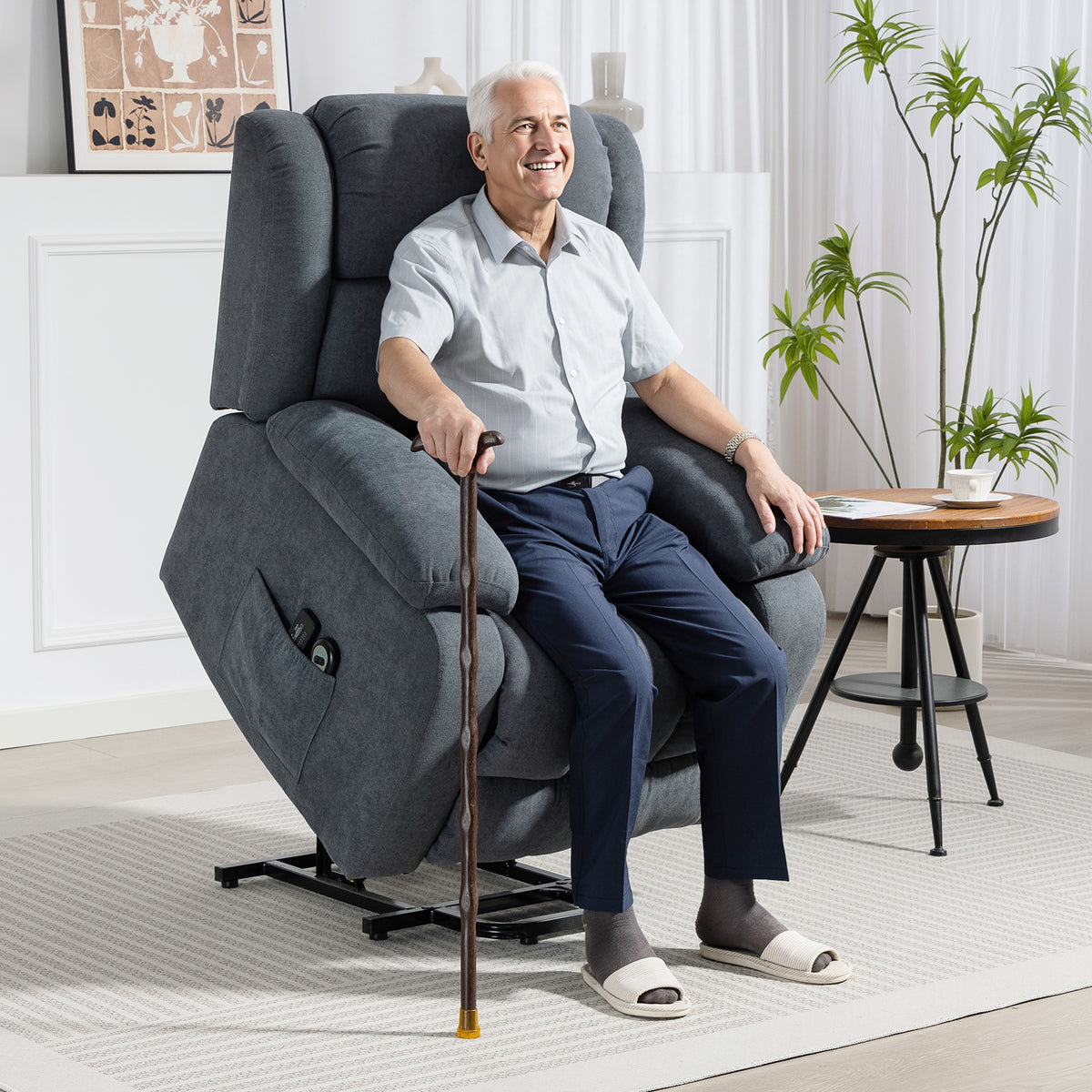 Televisiefauteuil met sta-opfunctie, elektrische relaxfauteuil met ligfunctie, massagefunctie, 93x91x103 cm (2)