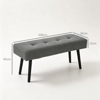 Gestoffeerde bank met corduroy bekleding, slaapbank met metalen poten, schoenenbank 100 x 36 x 45 cm grijs (3)