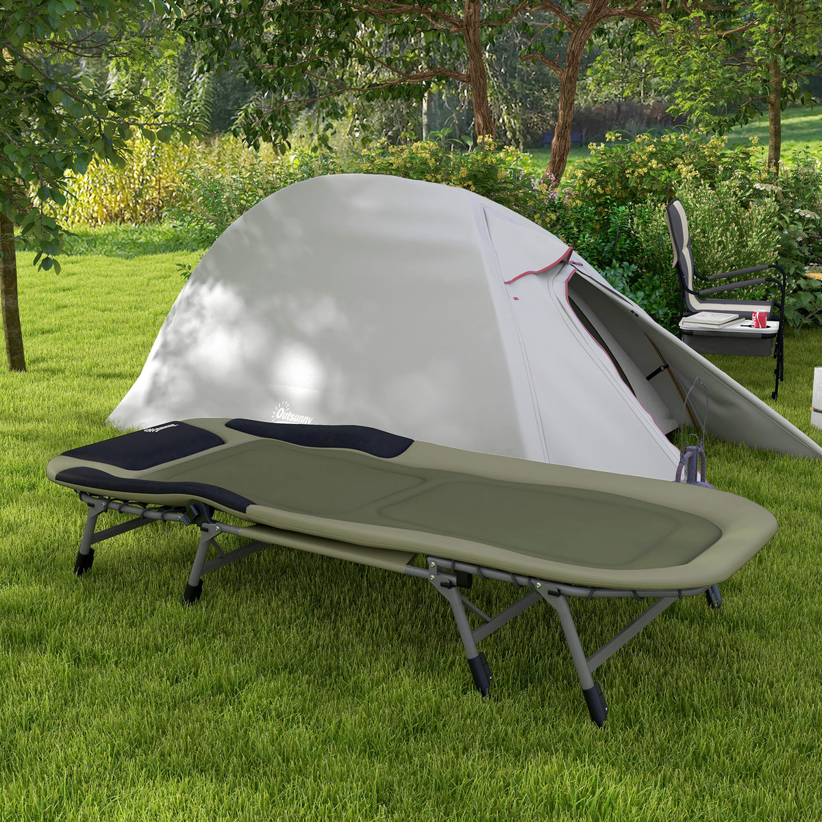 Campingbed veldbed, 200 x 85 x 40-55 cm, groen (2)