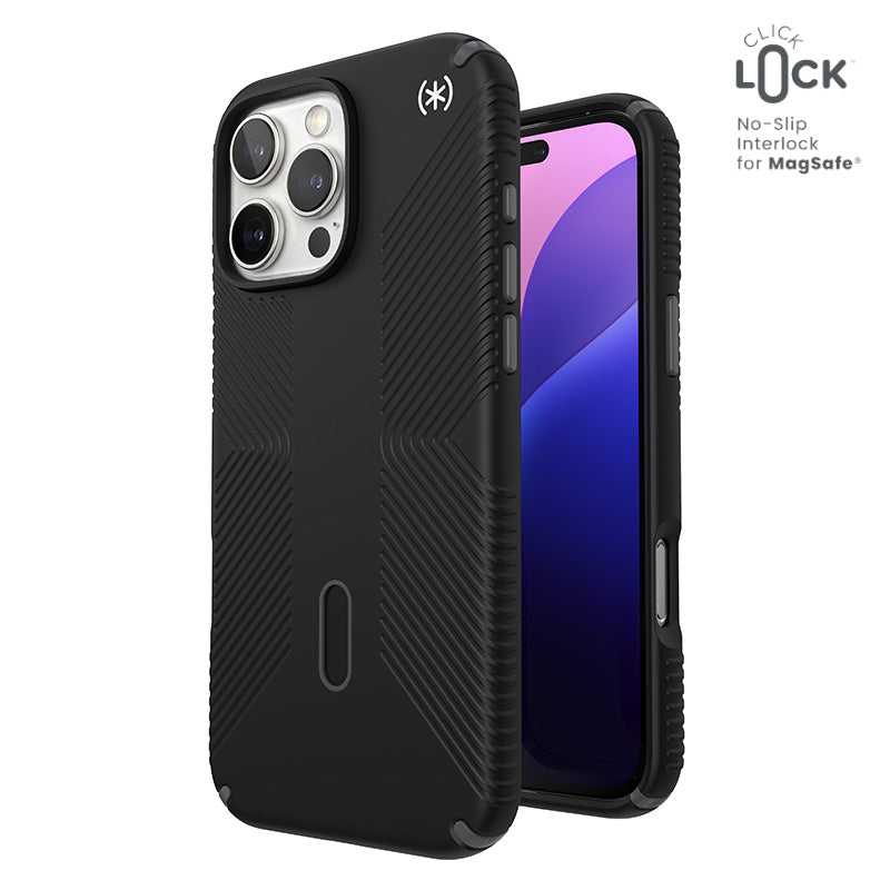 Speck Presidio2 Grip ClickLock & MagSafe hoesje voor iPhone 16 Pro Max (zwart / leigrijs / wit)