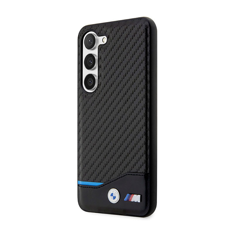 BMW Leather Carbon Blue Line - hoesje voor Samsung Galaxy S23+ (zwart) (2)
