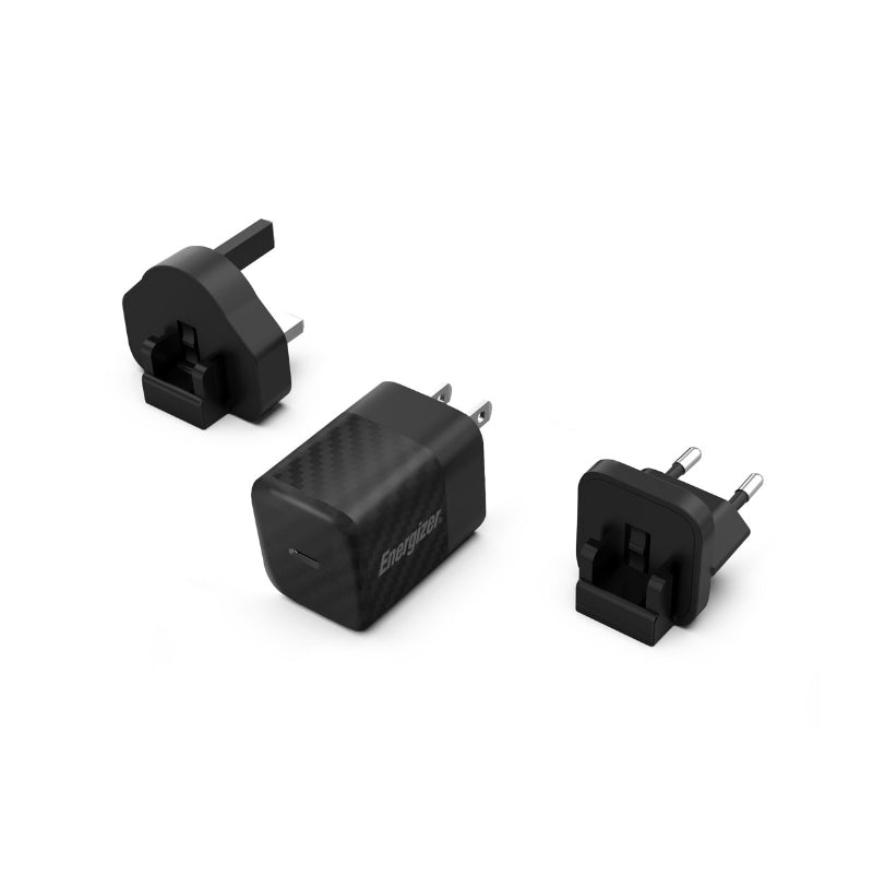 Energizer Ultimate - Multiplug EU / UK / US GaN 20W PD netlader (zwart)