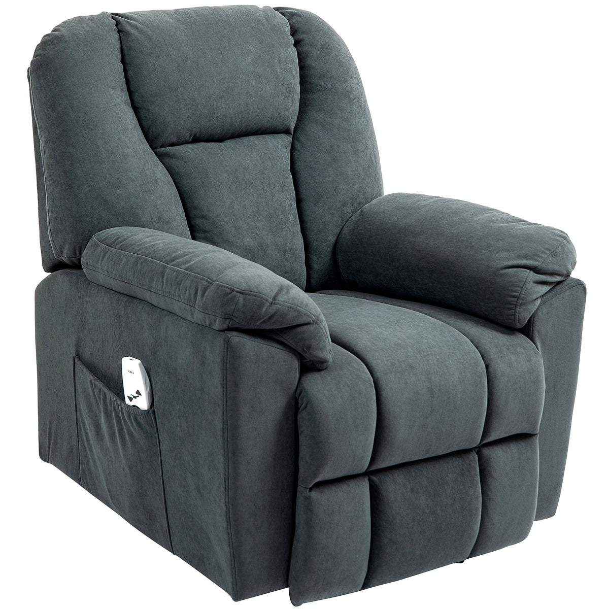 Elektrische relaxfauteuil met massage- en warmtefuncties, gestoffeerde fauteuil met USB-aansluiting, zijvakken