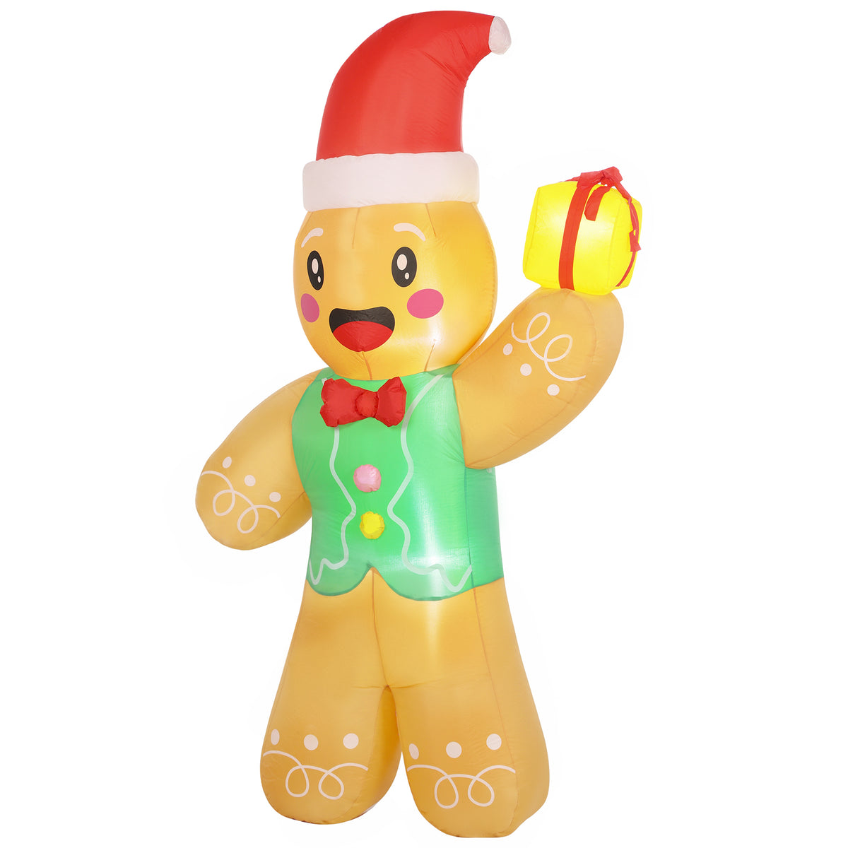 Opblaasbare kerst-peperkoekman, 250 cm, met cadeauverpakking en leds, voor buiten