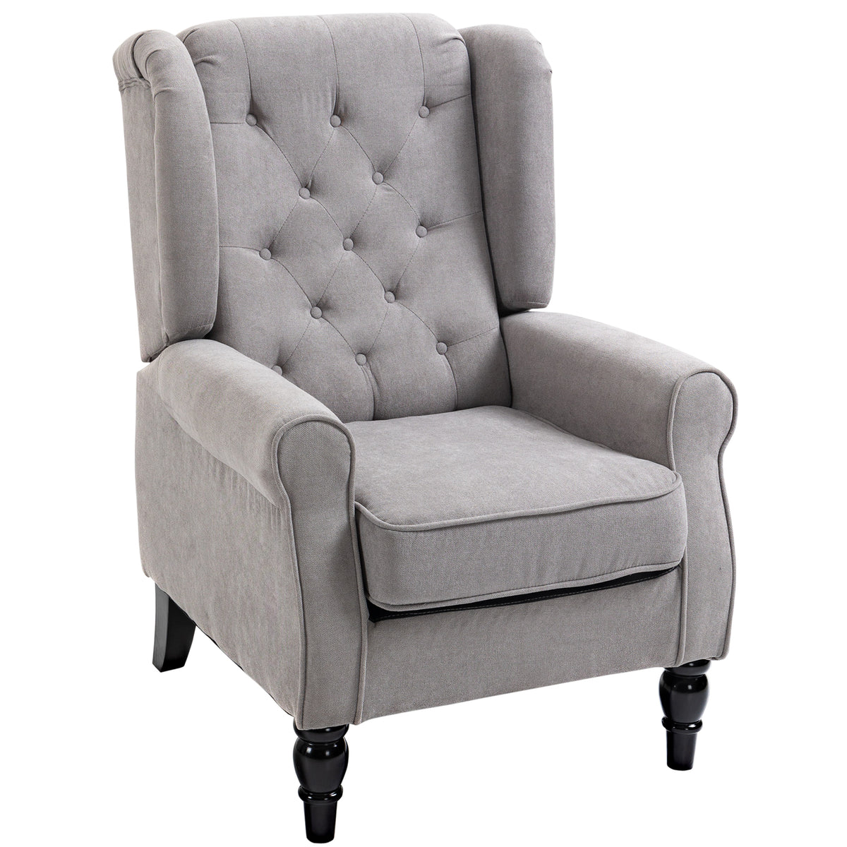 Oorfauteuil, fauteuil met knoopjes, hoge rugleuning, gestoffeerde loungefauteuil met afgeronde armleuningen