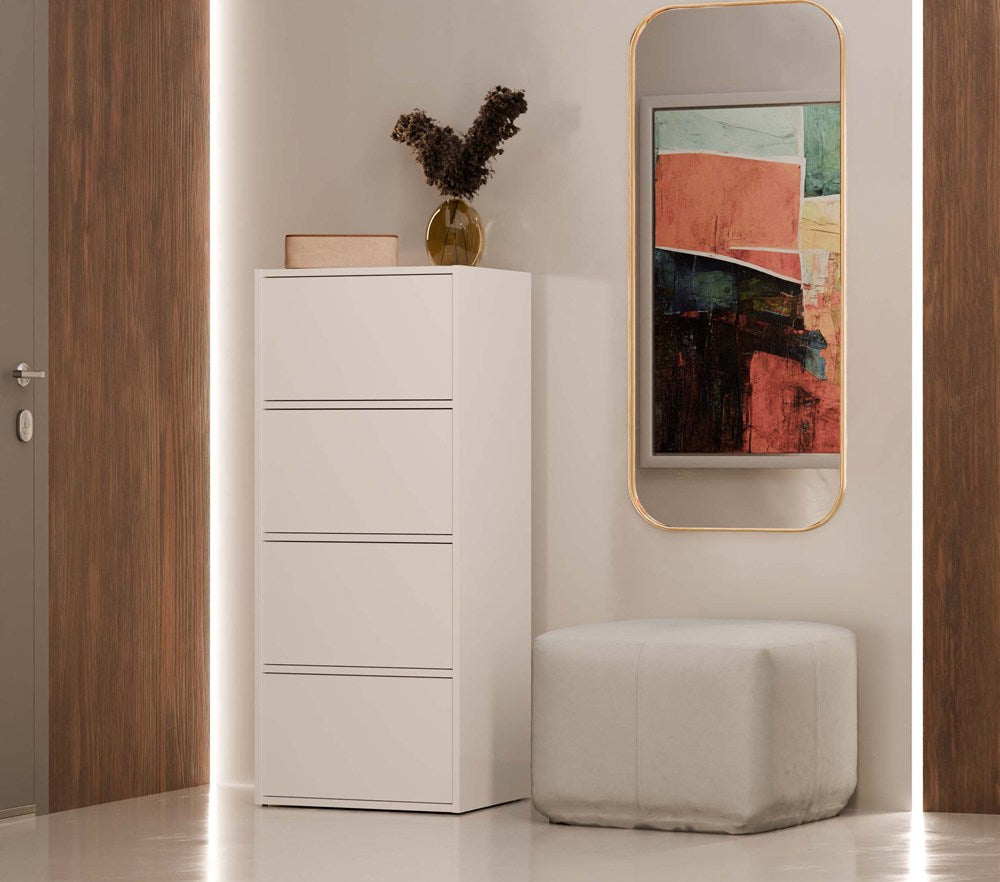 Kommode ALMA WEISS Schrank 4 Türen 4 Regalböden – Produktabbildung 2