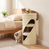 Krabton 75 cm hoog Ø 35 cm 4-traps kattenton met 3 holen, afneembaar wasbaar pluche bed sisal-kraboppervlak (2)