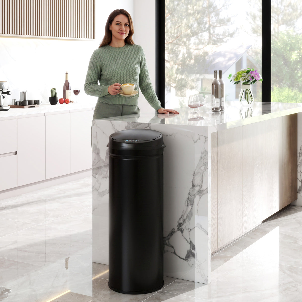 50 liter sensor-afvalemmer met soft-close-functie, contactloze roestvrijstalen prullenbak voor hygiënische (2)