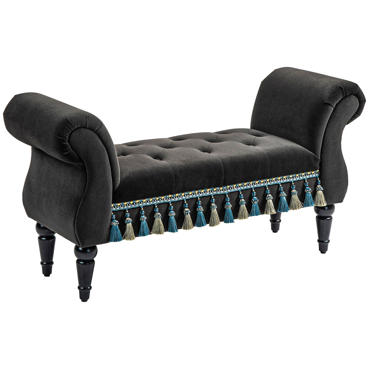 Gestoffeerde bank, zitbank, vintage design, tot 150 kg, 117x40x58 cm, donkergrijs