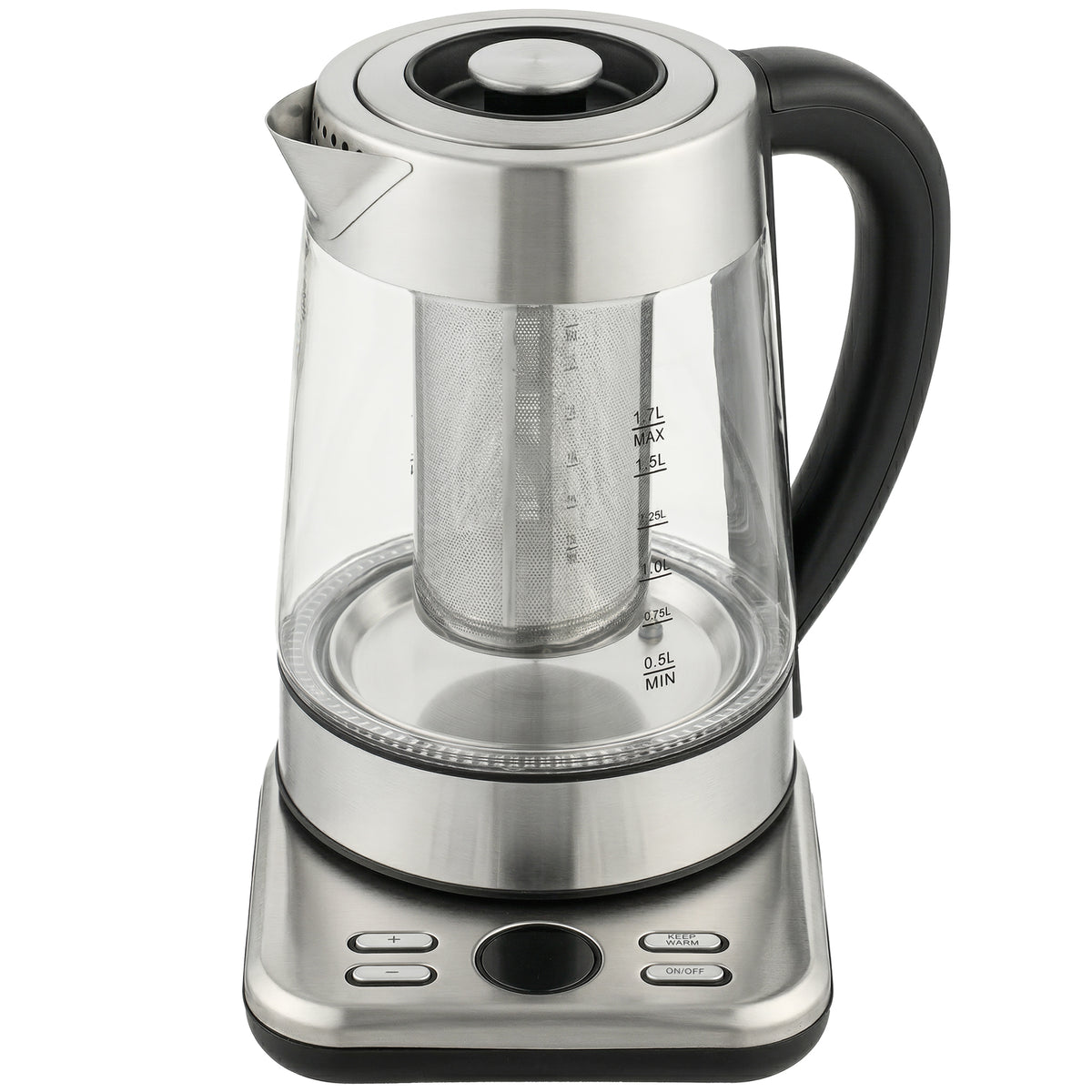 Elektrische waterkoker, 1,7L snelle 2200W waterkoker met UK Strix-thermostaat, theezeef, warmhoudfunctie