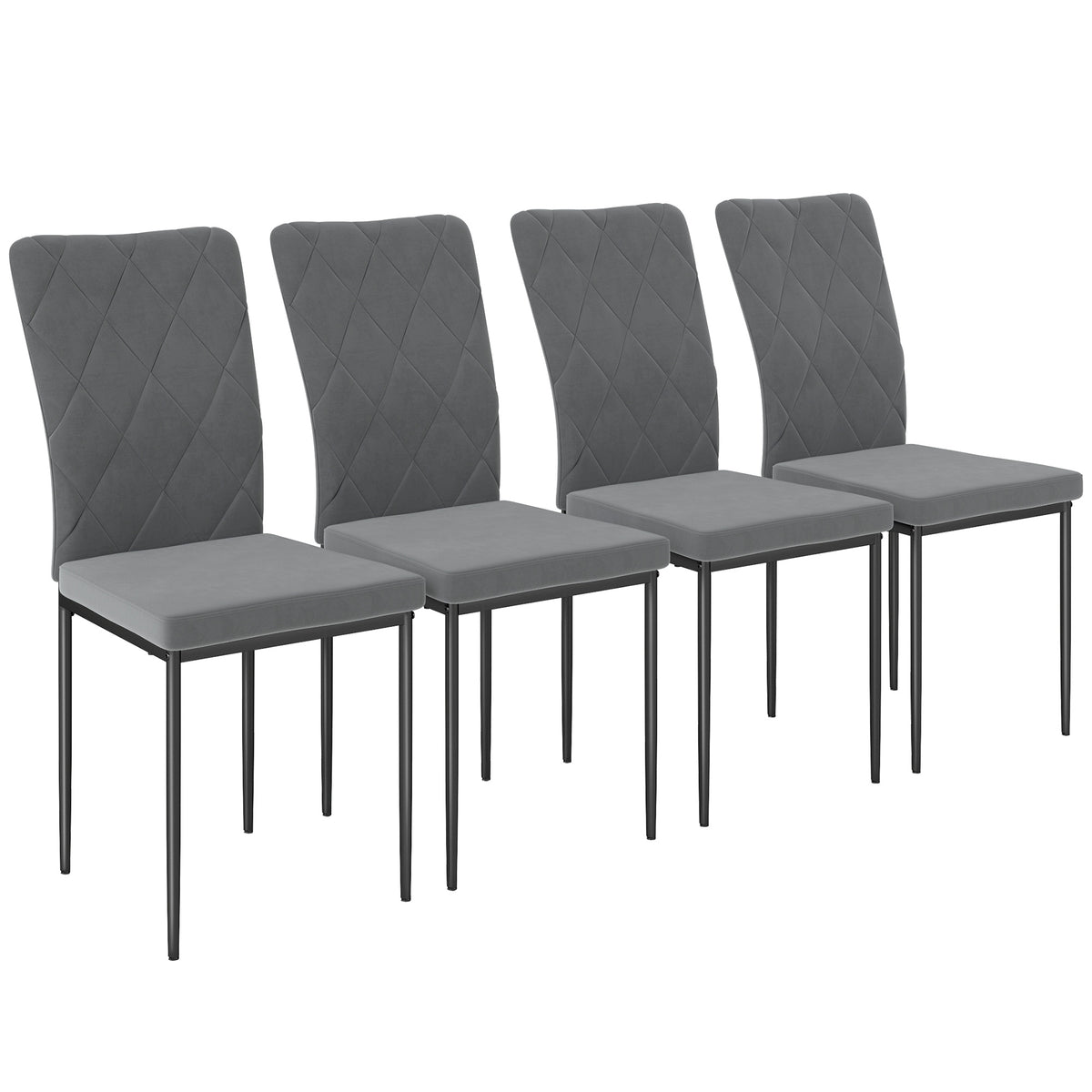 4-delige set eetkamerstoelen met fluweel-look, moderne gestoffeerde stoelen met metalen poten, voor eetkamer