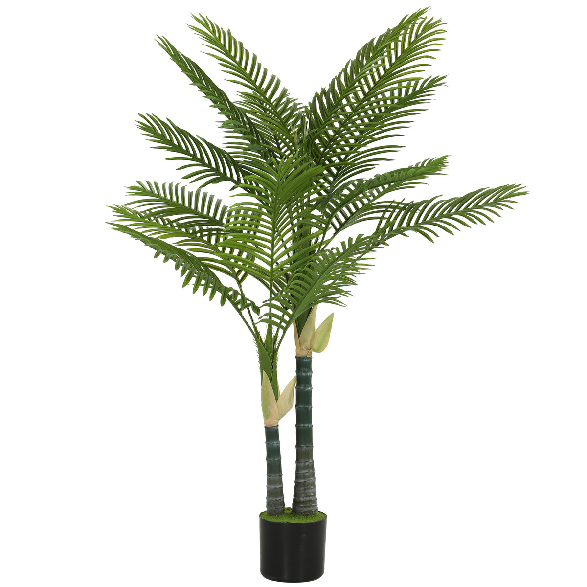 Kunstmatige palmboom 150 cm kunstpalm met 16 palmbladeren grote kunstplant in pot voor woonkamer balkon