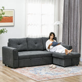 3-zitsbank met slaapfunctie, slaapbank met chaise longue, gestoffeerde bank, donkergrijs (2)