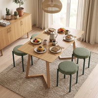 Eetkamerkrukken set van 4 stapelbare krukken met stalen poten, linnenlook voor eetkamer, woonkamer, keuken (10)