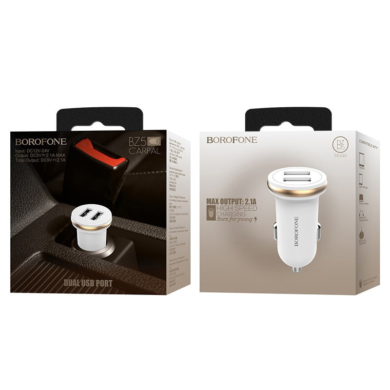 Borofone - autolader 2x USB, wit (3)