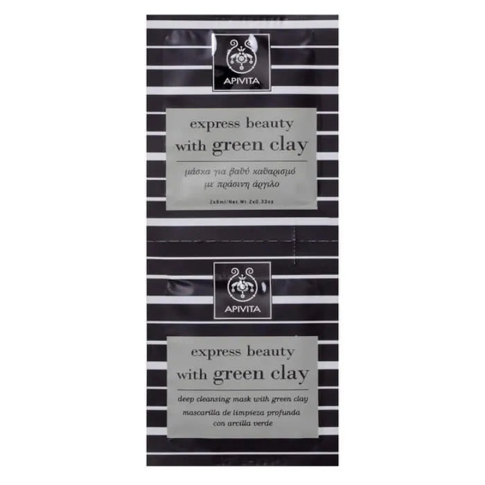 Apivita Beauty Express Diepreinigend Gezichtsmasker met Groene Klei 2x8ml