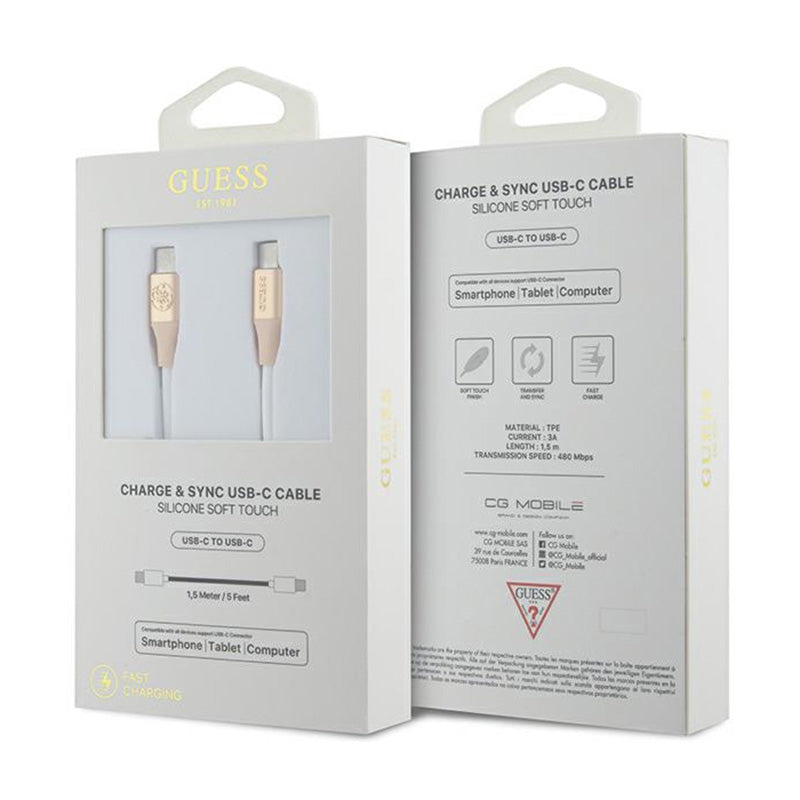 Guess Ebossed Logo - USB-C naar USB-C snellaadkabel 1,5 m (goud) (2)
