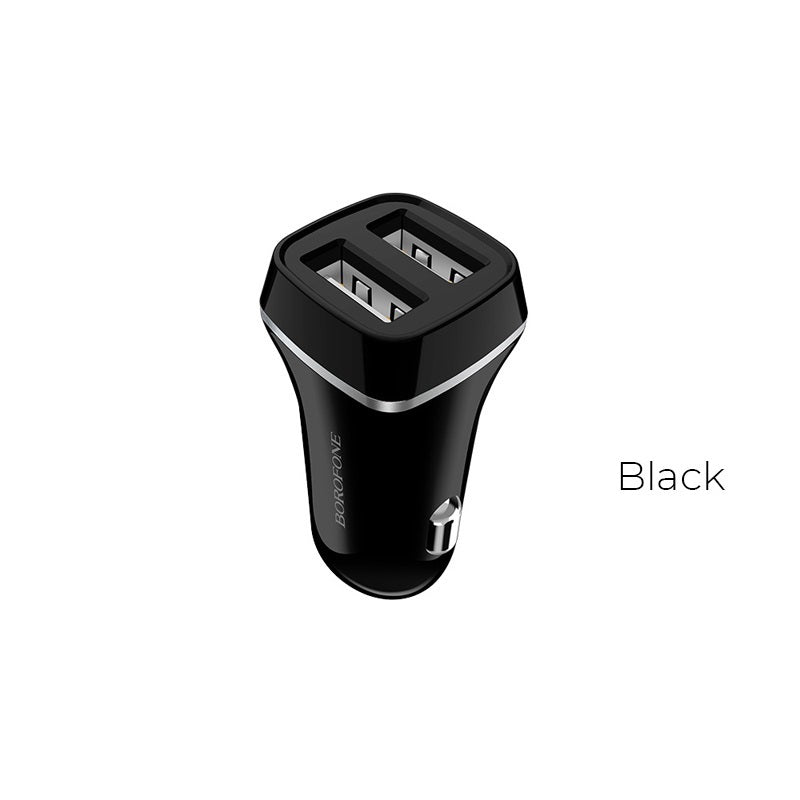 Borofone - autolader 2x USB, zwart