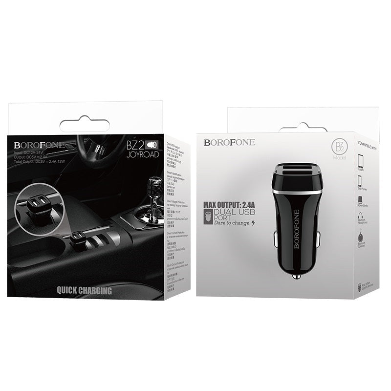 Borofone - autolader 2x USB, zwart (2)