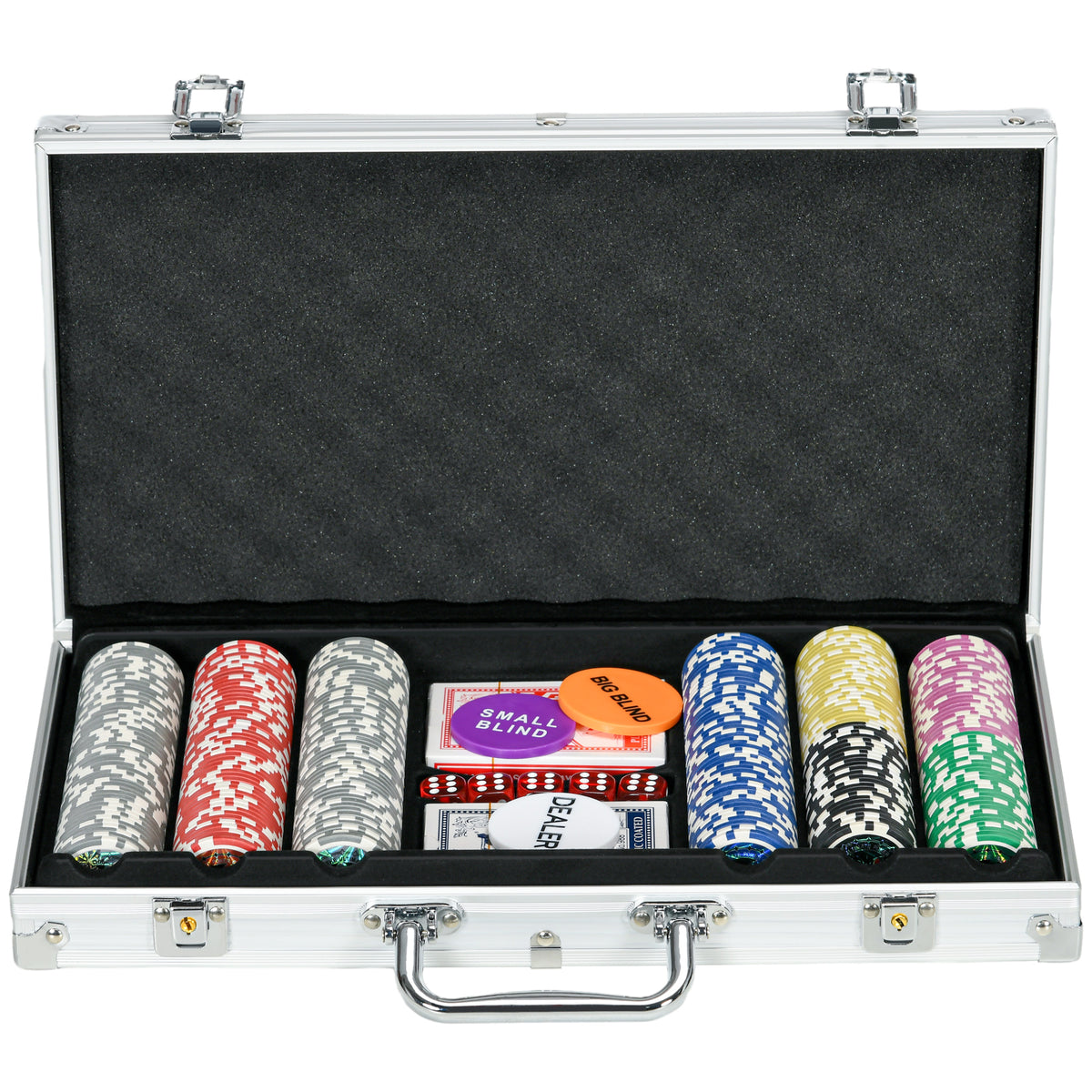 Casino-accessoires en chips pokerset met chips, pokerkoffertje, incl. onderlegger, set met 300 chips, 2