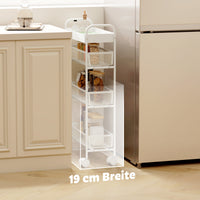 Keukenwagen van metaal, 3 manden, smal design, 4 wielen, voor keuken, woonkamer, badkamer, wit (6)