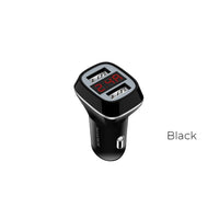 Borofone - 2x USB-autolader met LCD-display, zwart