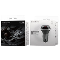 Borofone - 2x USB-autolader met LCD-display, zwart (2)