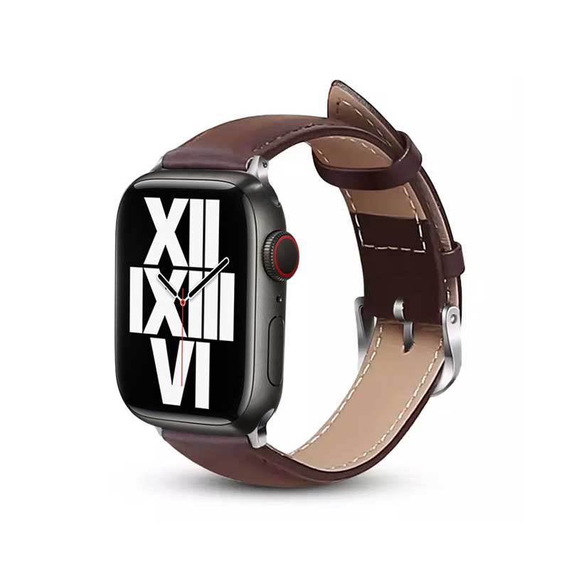 Crong Noble Band - horlogeband van echt leer voor Apple Watch 44/45/46/49 mm (espresso) (2)