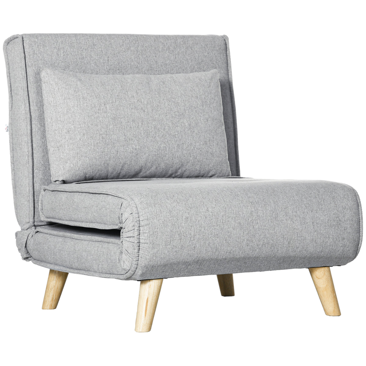 Slaapfauteuil, 6-traps verstelbare rugleuning, linnenlook, tot 150 kg, lichtgrijs