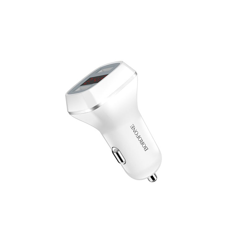 Borofone - 2x USB-autolader met LCD-display, wit (2)