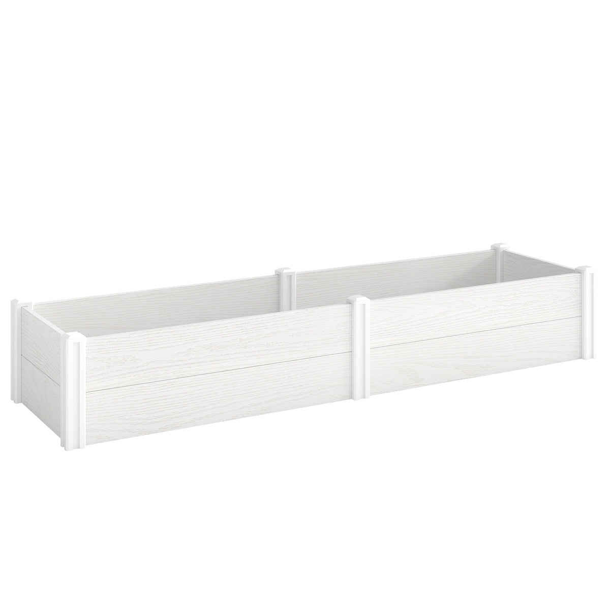 Kunststof verhoogde plantenbak, insteekbaar kweekbed met doe-het-zelf-montage broeibak 197 x 54 x 33 cm wit