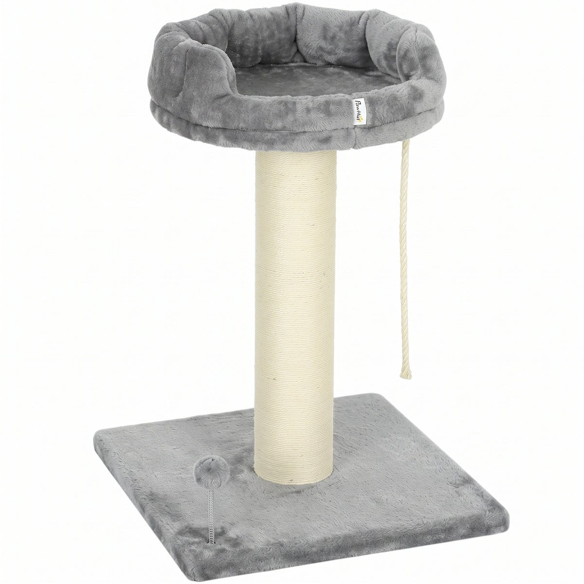 Krabpaal kattenboom kattenbed, 1 kattenbed, incl. kattenspeeltje, 55 cm x 55 cm x 83 cm, grijs