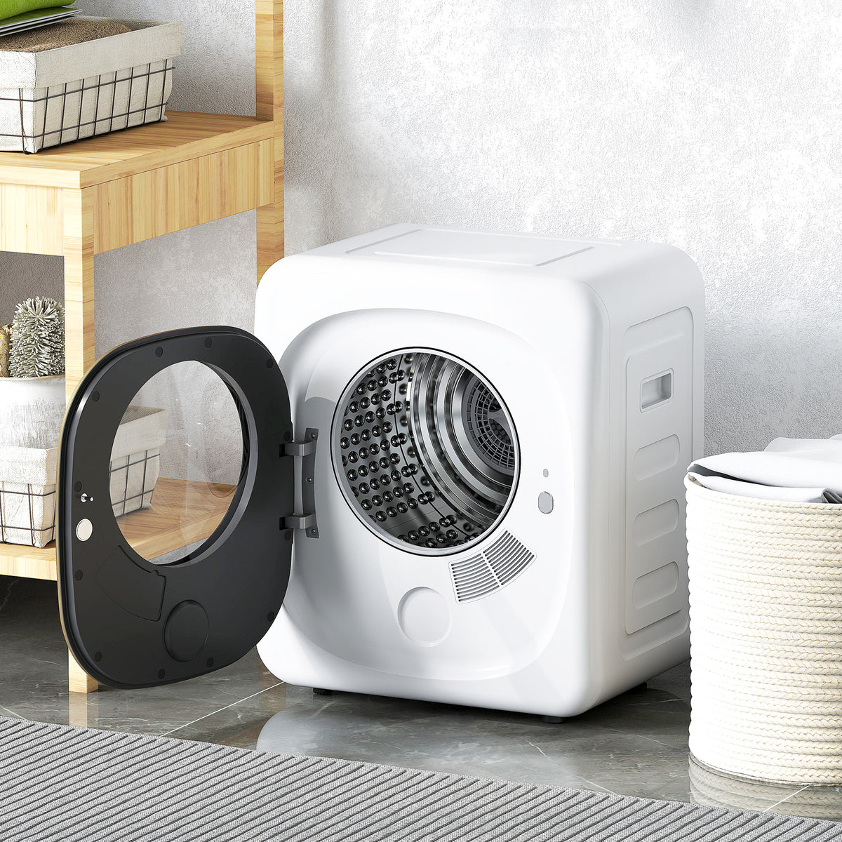4 kg wasdroger, compact design, 5 standen, timer, wit+zwart (2)