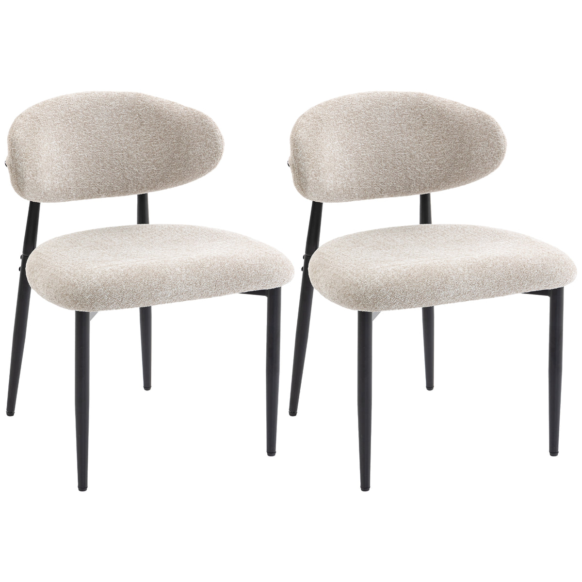 Eetkamerstoelen gestoffeerd keukenstoelen met stalen poten beige