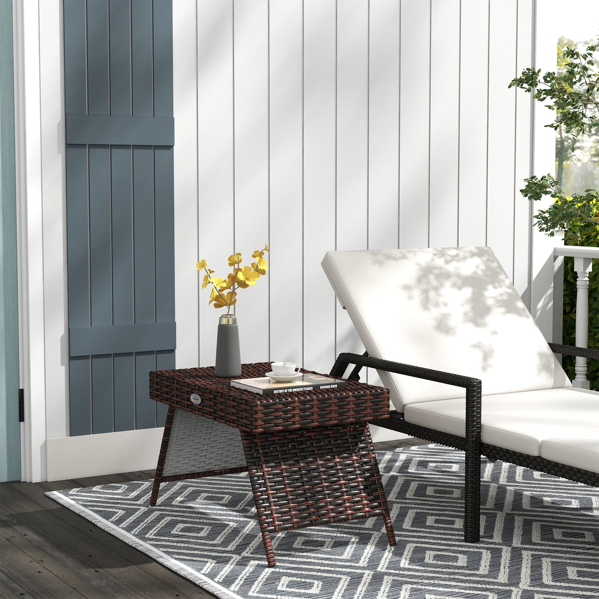 Tuintafel outdoor salontafel bijzettafel voor buiten, PE-rotan, weerbestendig, 60 cm x 41 cm x 41 cm, bruin (2)