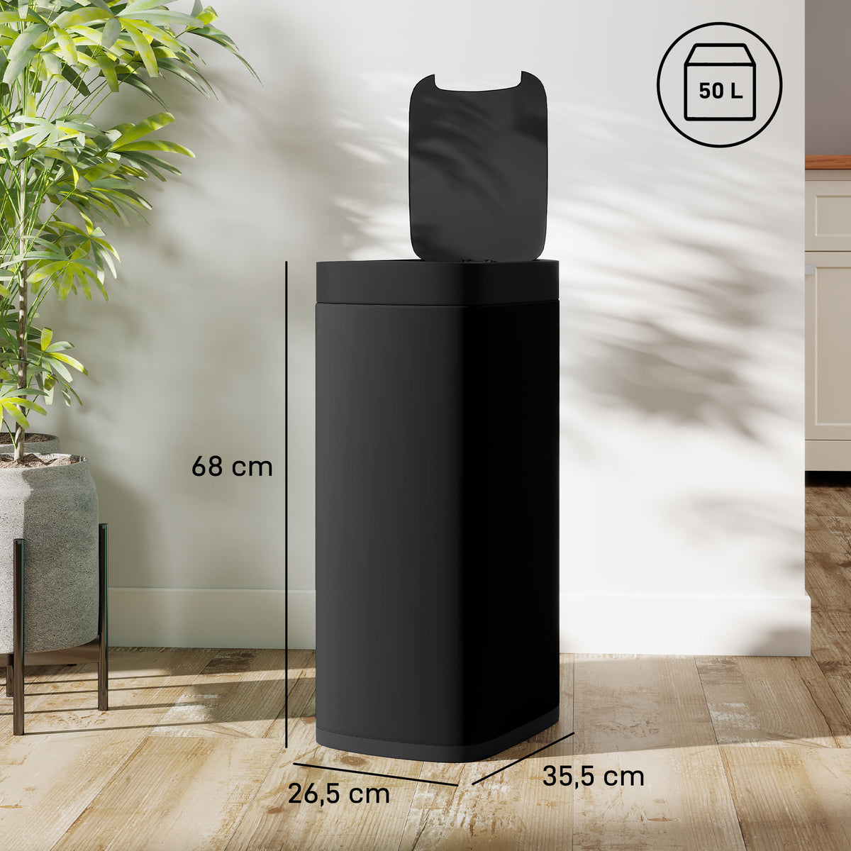 50L sensor-afvalemmer, contactloze keukenafvalemmer met bewegingssensor, vingerafdrukbestendig (3)