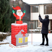 Opblaasbare kerstdecoratie, kerstman in schoorsteen, leds, ventilator (3)
