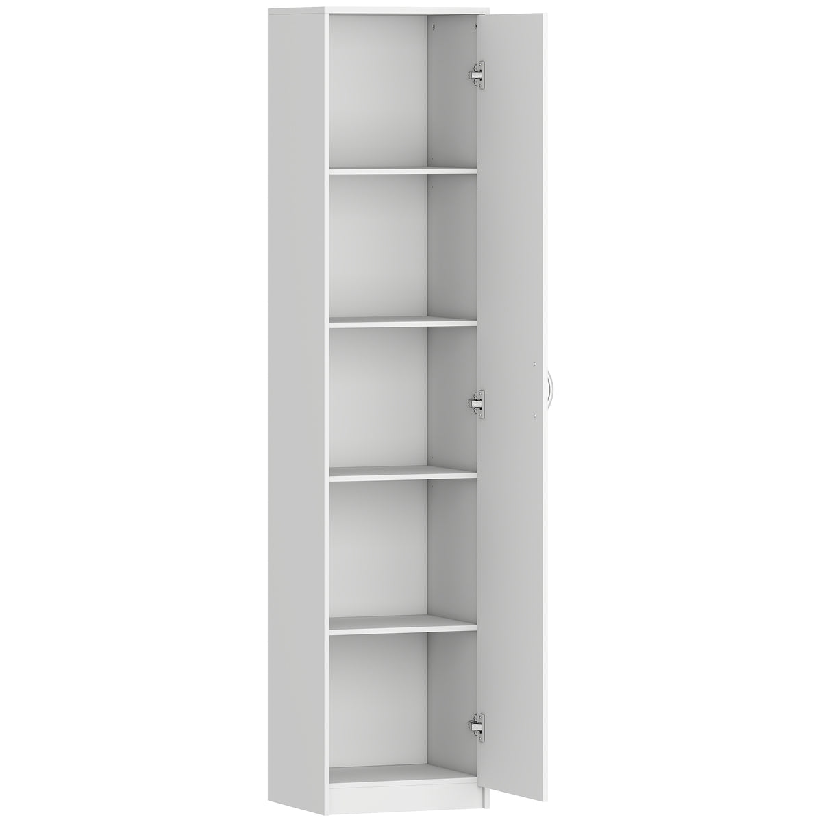 Keukenkast, opbergkast met 5 niveaus, verstelbare planken, voor woonkamer, keuken, voorraadkast, hout, wit