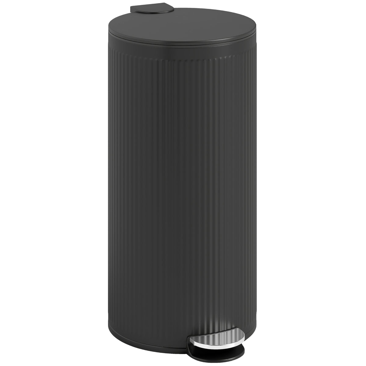 Prullenbak 30 L pedaalemmer met soft-close deksel en pedaal, metalen binnenemmer, zwart, 36 x 30 x 60,5 cm