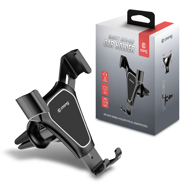 Crong Gravity Auto-Clip autohouder - Zwaartekracht autohouder voor telefoons van 4,7" - 6,5" (zwart) (2)