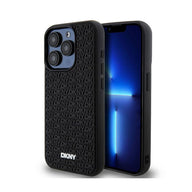 DKNY 3D Rubber Repeat Pattern - Hoesje voor iPhone 15 Pro (Zwart)