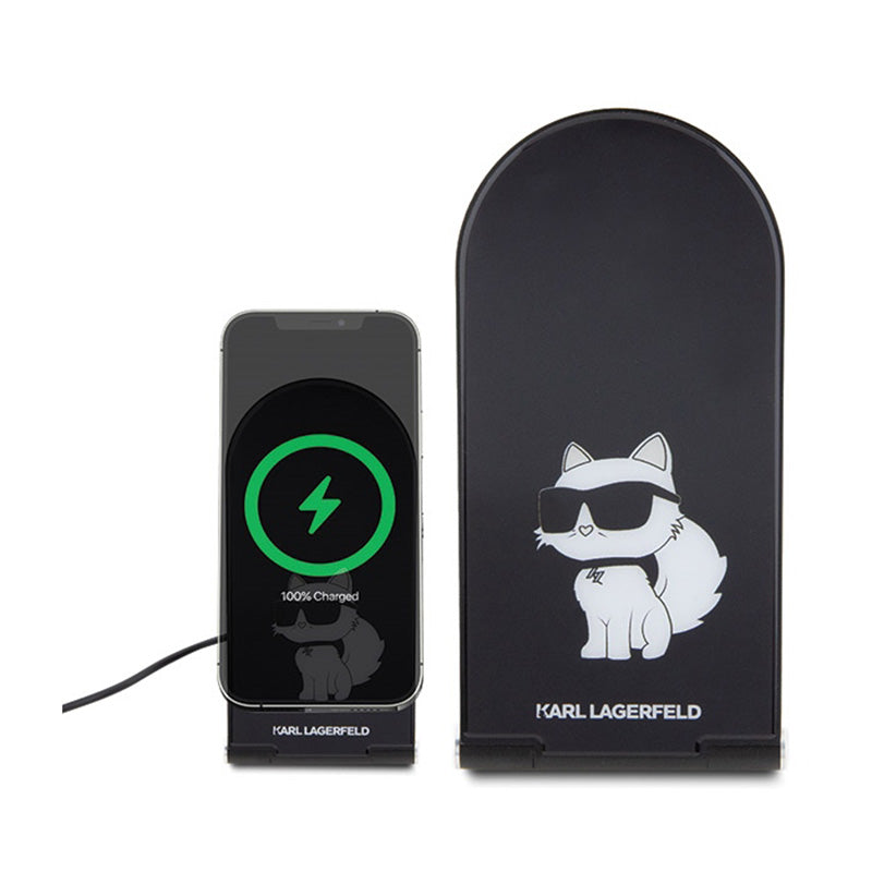 Karl Lagerfeld Choupette MagSafe - opvouwbare 2-in-1 lader met MagSafe voor iPhone en AirPods 15W (zwart) (2)
