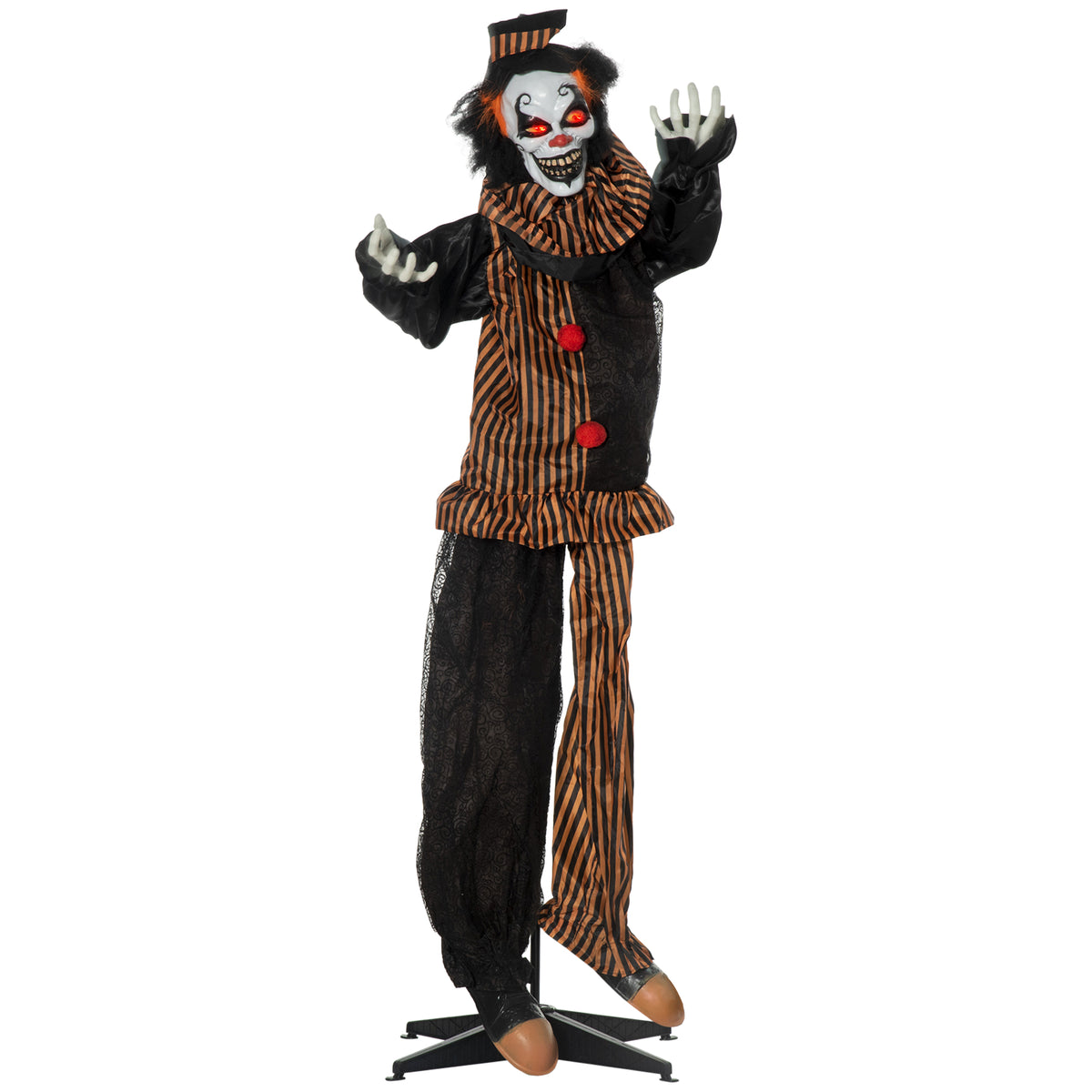 Halloween-decoratie horrorclown met special effects en geluidsfunctie 100 cm x 18 cm x 153 cm